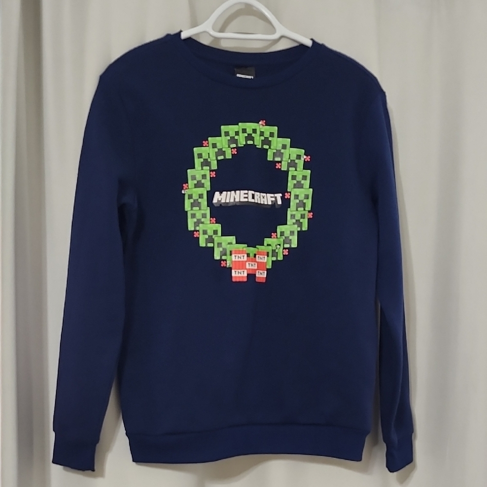 Minecraft Kids Blue Creeper Wreath Sweater